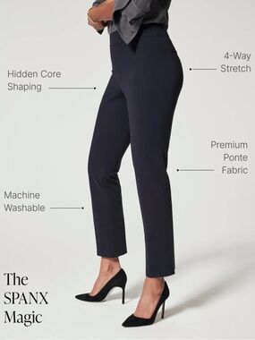 SPANX Navy Ponte Ankle Straight-Leg Pants